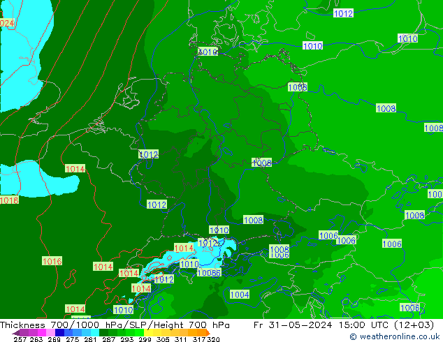 Thck 700-1000 hPa Arpege-eu 星期五 31.05.2024 15 UTC