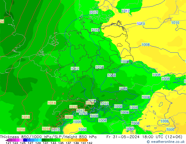 Thck 850-1000 hPa Arpege-eu Fr 31.05.2024 18 UTC