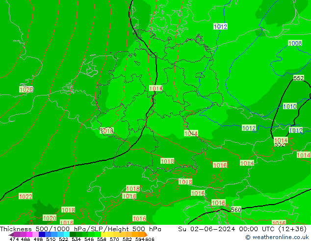 Thck 500-1000hPa Arpege-eu  02.06.2024 00 UTC