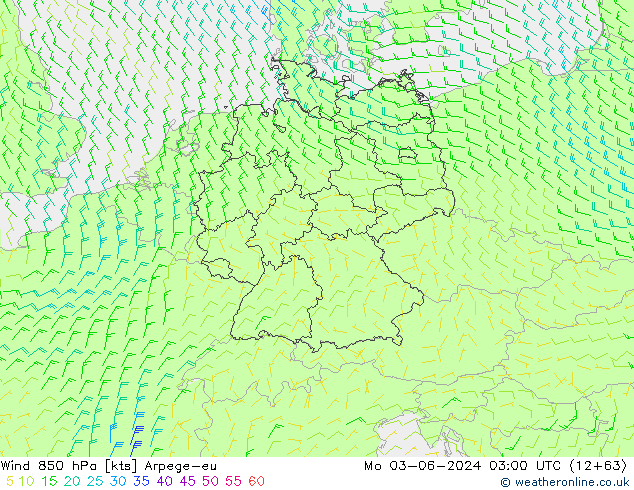 Wind 850 hPa Arpege-eu Mo 03.06.2024 03 UTC