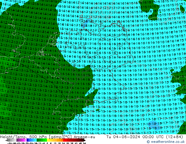 Height/Temp. 500 hPa Arpege-eu Tu 04.06.2024 00 UTC