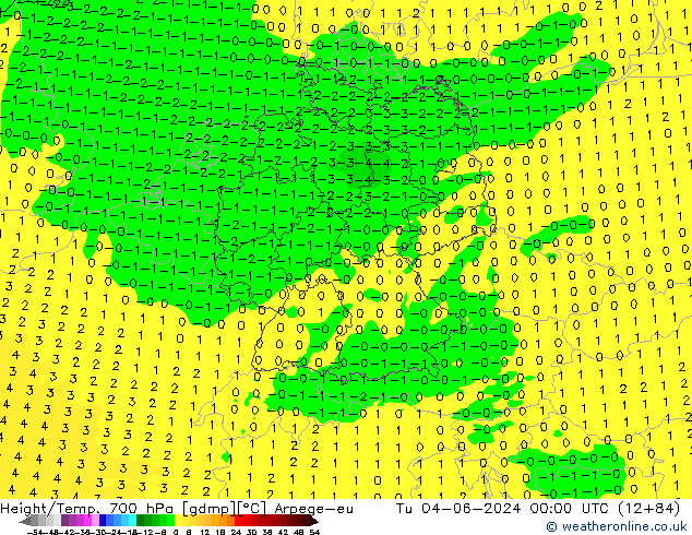 Height/Temp. 700 hPa Arpege-eu mar 04.06.2024 00 UTC