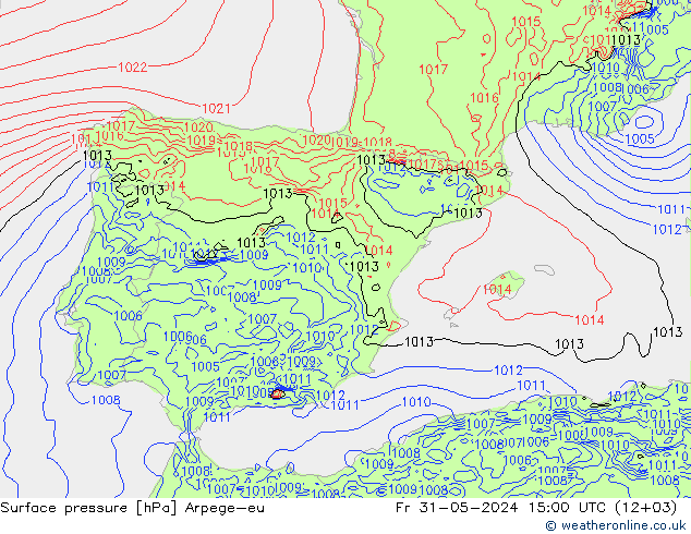 pression de l'air Arpege-eu ven 31.05.2024 15 UTC