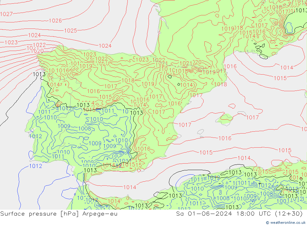 pressão do solo Arpege-eu Sáb 01.06.2024 18 UTC