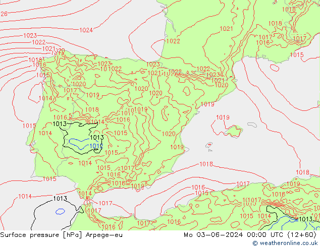 ciśnienie Arpege-eu pon. 03.06.2024 00 UTC