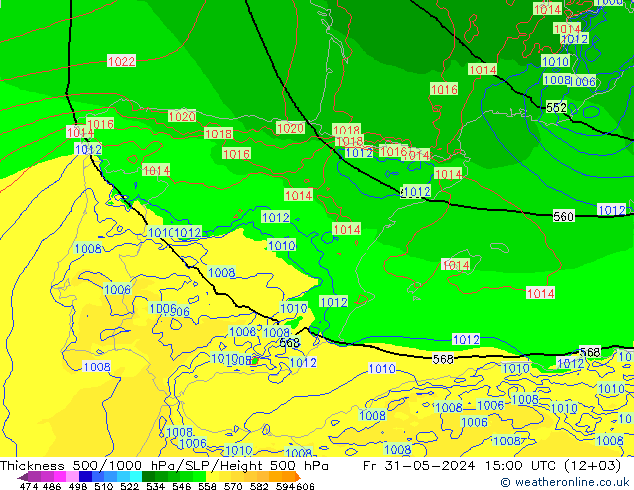 Thck 500-1000hPa Arpege-eu ven 31.05.2024 15 UTC