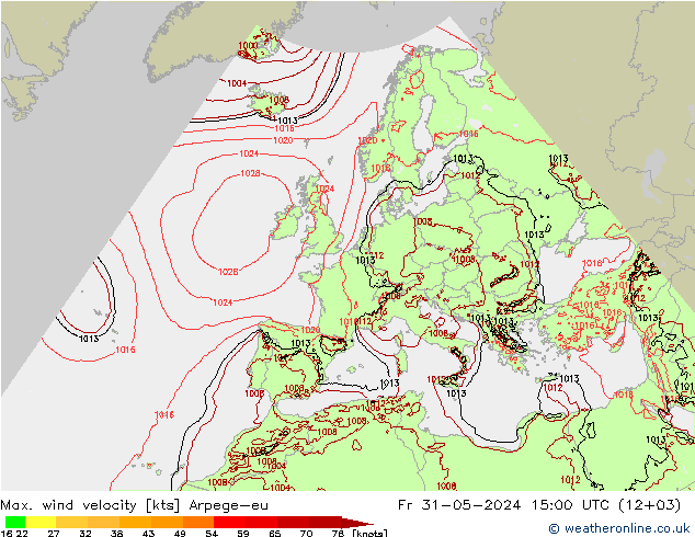 Windböen Arpege-eu Fr 31.05.2024 15 UTC