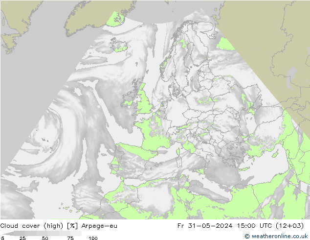 Wolken (hohe) Arpege-eu Fr 31.05.2024 15 UTC