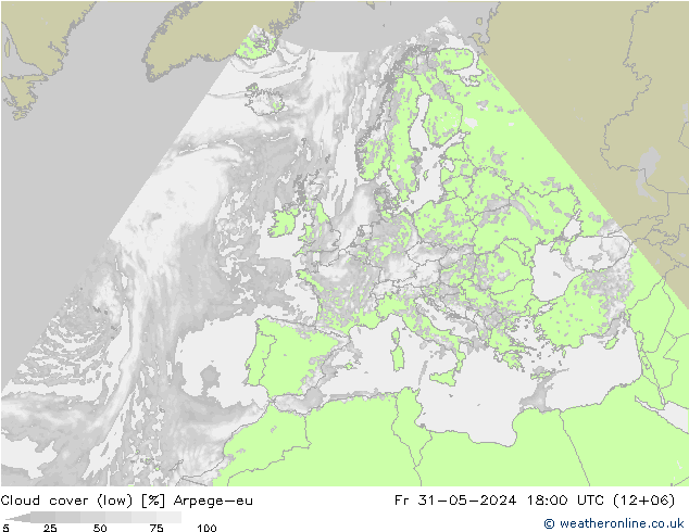 Bewolking (Laag) Arpege-eu vr 31.05.2024 18 UTC