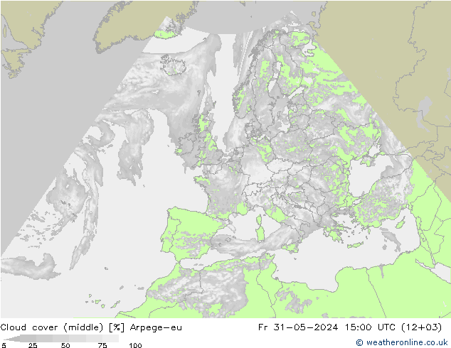 oblačnosti uprostřed Arpege-eu Pá 31.05.2024 15 UTC