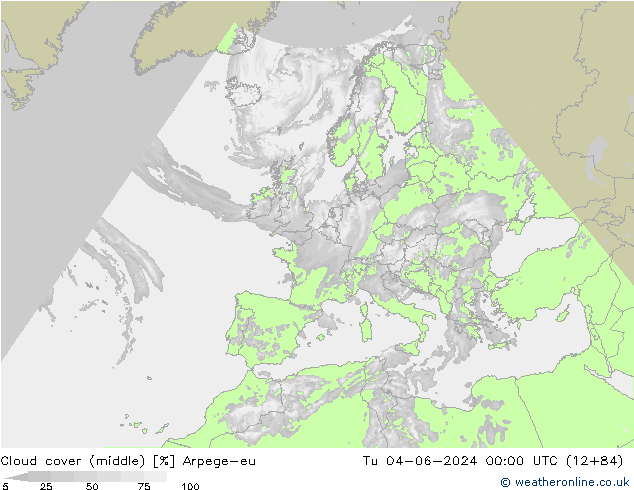 zachmurzenie (środk.) Arpege-eu wto. 04.06.2024 00 UTC