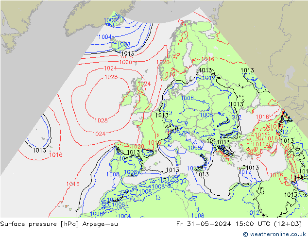 приземное давление Arpege-eu пт 31.05.2024 15 UTC