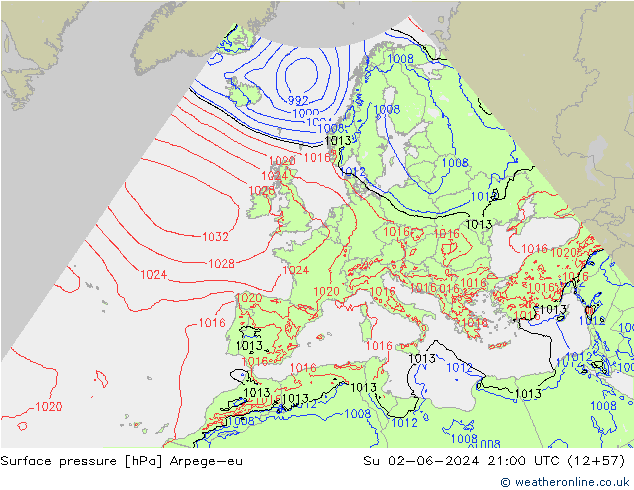 Yer basıncı Arpege-eu Paz 02.06.2024 21 UTC