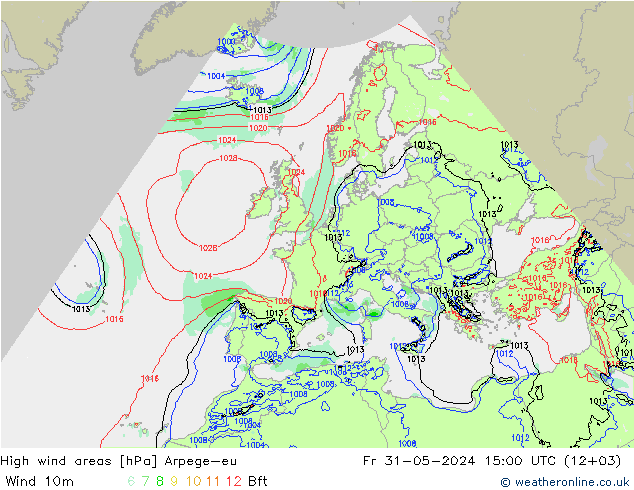 Windvelden Arpege-eu vr 31.05.2024 15 UTC