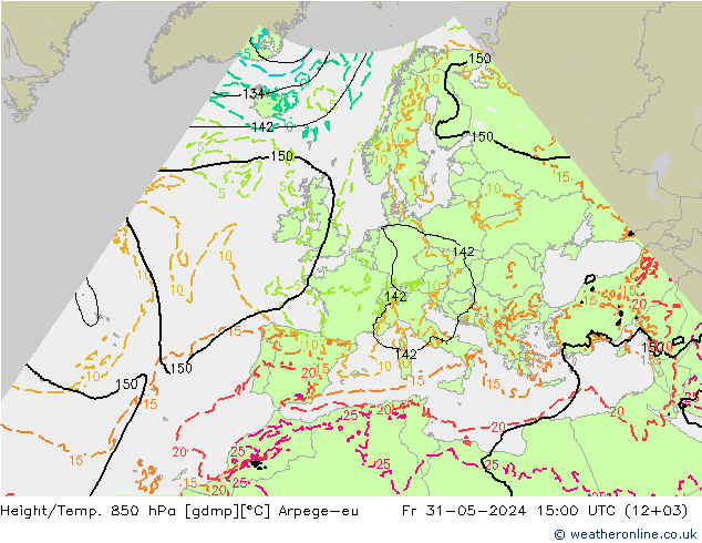 Height/Temp. 850 hPa Arpege-eu  31.05.2024 15 UTC