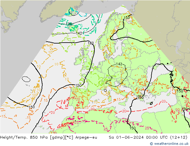 Height/Temp. 850 hPa Arpege-eu So 01.06.2024 00 UTC