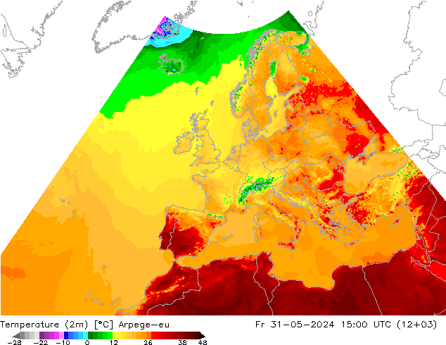 Temperature (2m) Arpege-eu Fr 31.05.2024 15 UTC