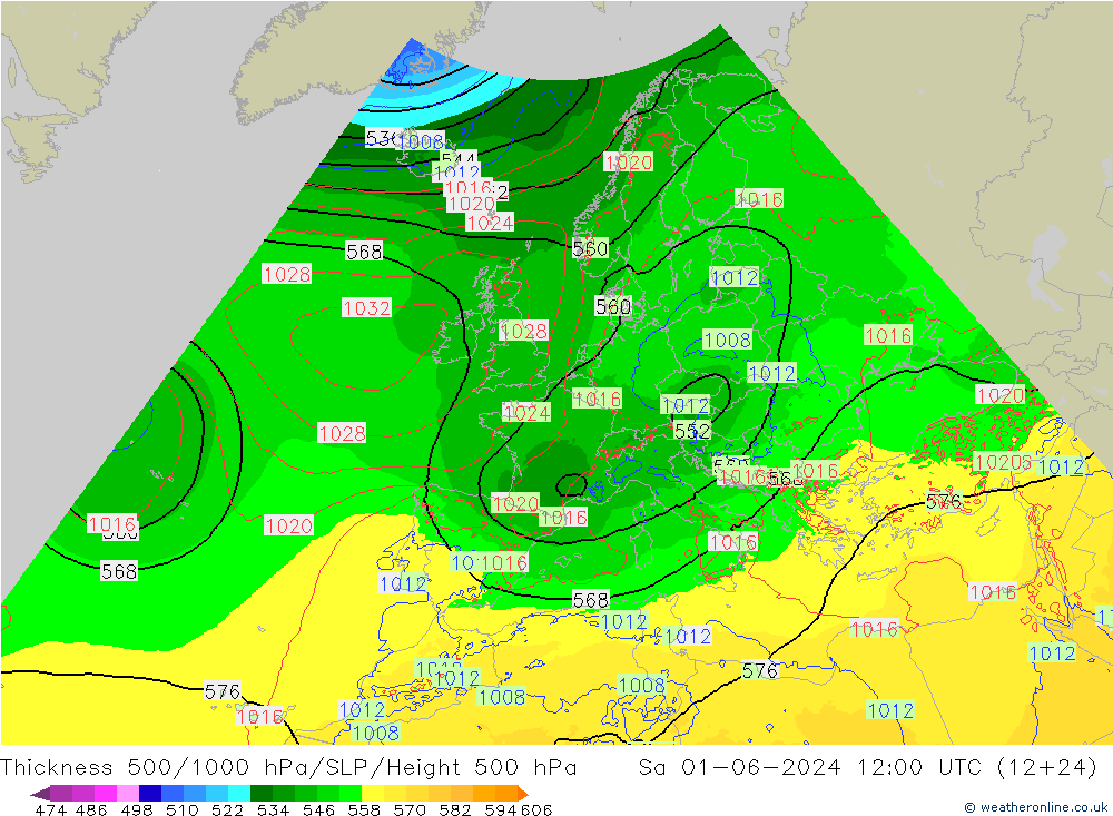 Thck 500-1000hPa Arpege-eu Sa 01.06.2024 12 UTC