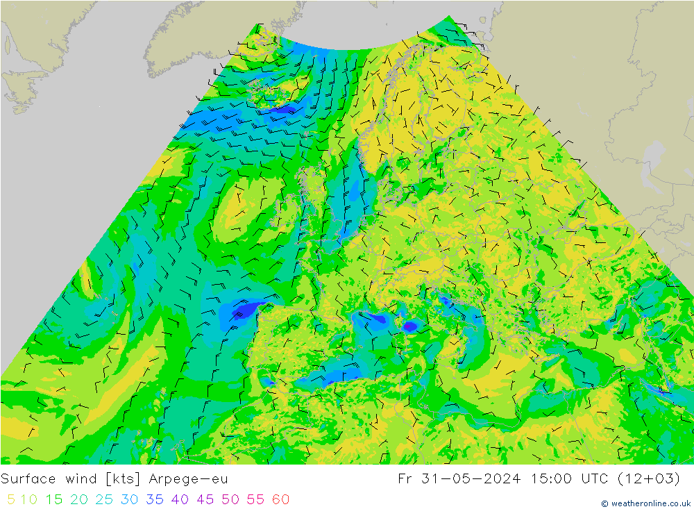 风 10 米 Arpege-eu 星期五 31.05.2024 15 UTC