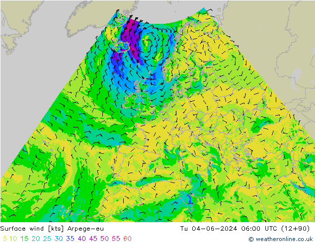 Bodenwind Arpege-eu Di 04.06.2024 06 UTC