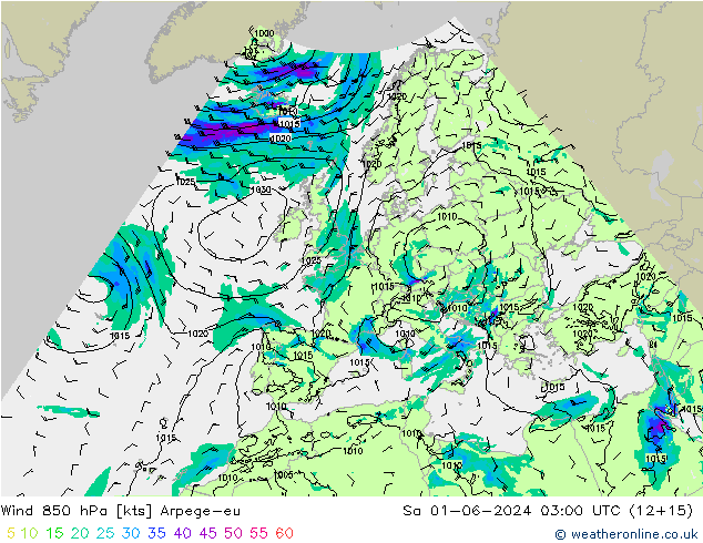 Wind 850 hPa Arpege-eu So 01.06.2024 03 UTC