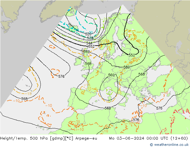 Height/Temp. 500 hPa Arpege-eu pon. 03.06.2024 00 UTC