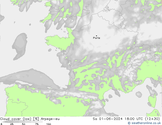 Nubi basse Arpege-eu sab 01.06.2024 18 UTC