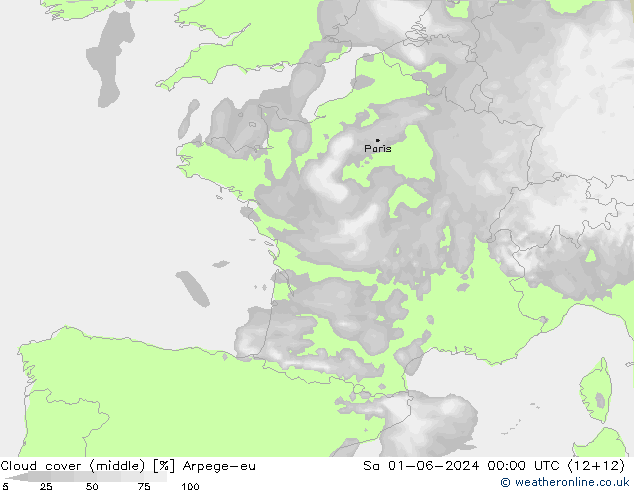 oblačnosti uprostřed Arpege-eu So 01.06.2024 00 UTC