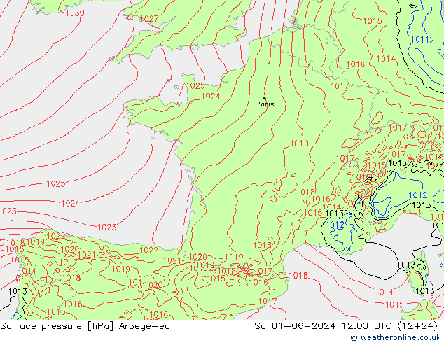 Bodendruck Arpege-eu Sa 01.06.2024 12 UTC