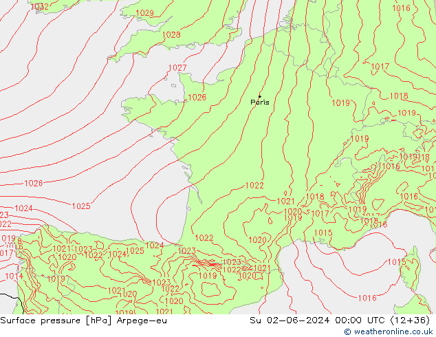 Bodendruck Arpege-eu So 02.06.2024 00 UTC