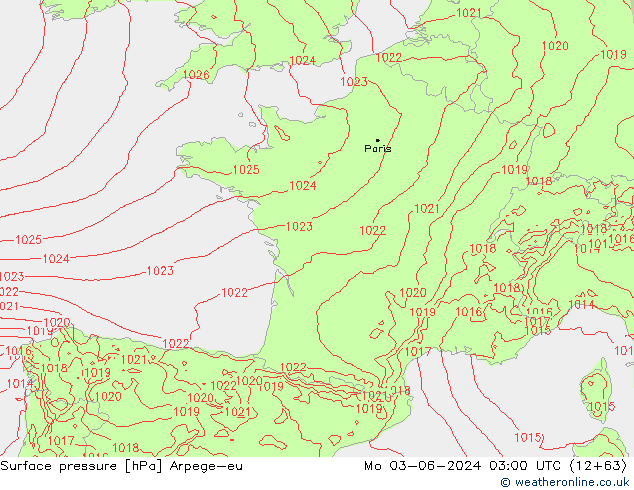 pression de l'air Arpege-eu lun 03.06.2024 03 UTC