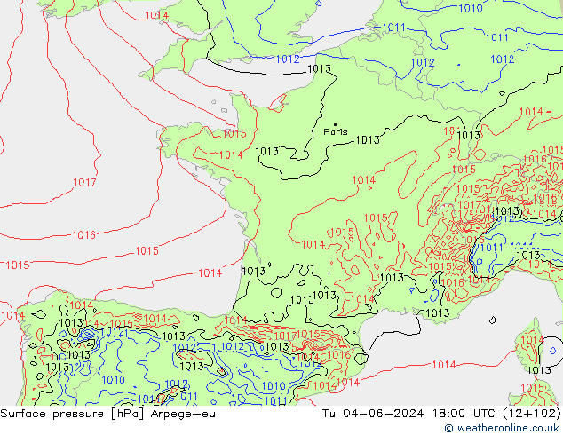 Pressione al suolo Arpege-eu mar 04.06.2024 18 UTC