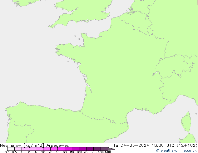 New snow Arpege-eu Tu 04.06.2024 18 UTC