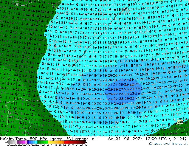 Height/Temp. 500 hPa Arpege-eu Sáb 01.06.2024 12 UTC