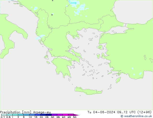 Precipitation Arpege-eu Tu 04.06.2024 12 UTC