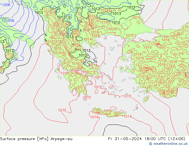 Surface pressure Arpege-eu Fr 31.05.2024 18 UTC