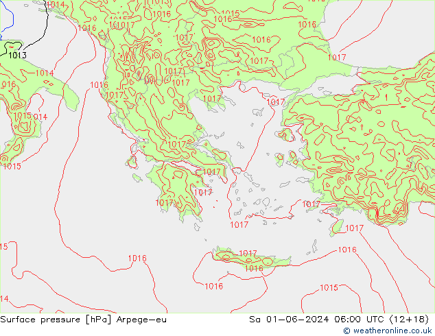 Atmosférický tlak Arpege-eu So 01.06.2024 06 UTC