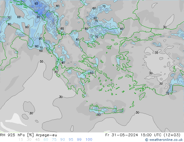 RH 925 hPa Arpege-eu Fr 31.05.2024 15 UTC