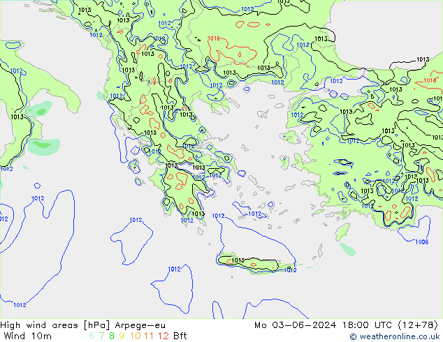High wind areas Arpege-eu Mo 03.06.2024 18 UTC
