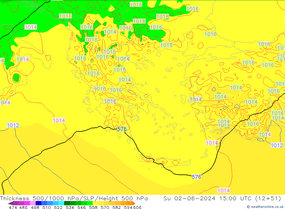 Thck 500-1000hPa Arpege-eu Dom 02.06.2024 15 UTC