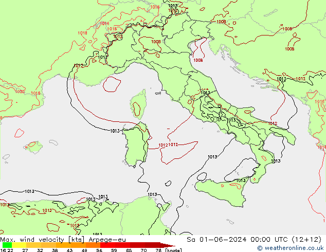 Maks. Rüzgar Hızı Arpege-eu Cts 01.06.2024 00 UTC