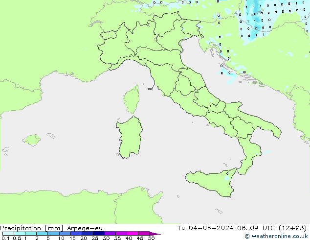 Precipitazione Arpege-eu mar 04.06.2024 09 UTC