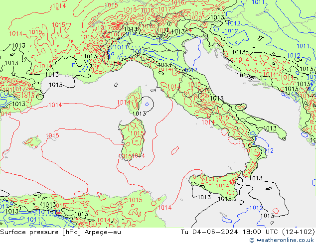 приземное давление Arpege-eu вт 04.06.2024 18 UTC