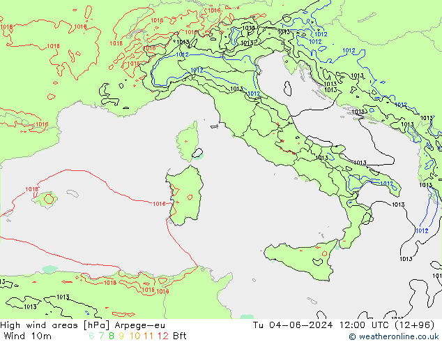 yüksek rüzgarlı alanlar Arpege-eu Sa 04.06.2024 12 UTC