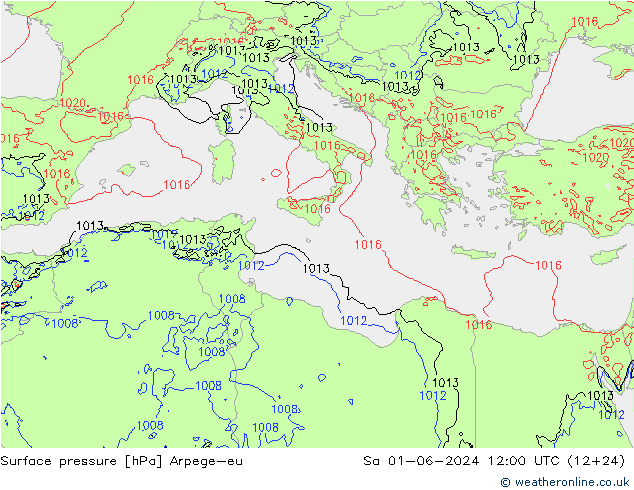 Surface pressure Arpege-eu Sa 01.06.2024 12 UTC