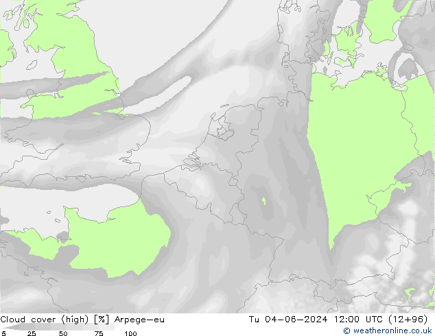 Bewolking (Hoog) Arpege-eu di 04.06.2024 12 UTC