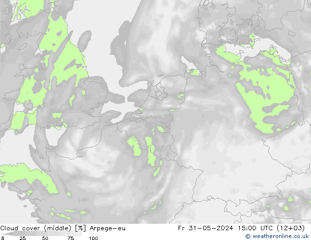 Wolken (mittel) Arpege-eu Fr 31.05.2024 15 UTC