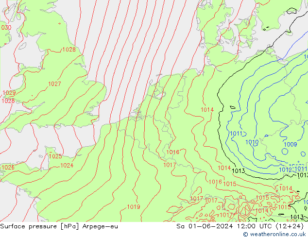 Surface pressure Arpege-eu Sa 01.06.2024 12 UTC