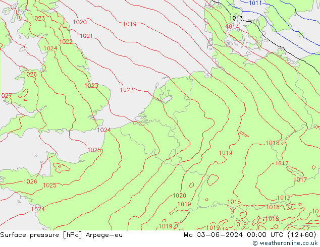 ciśnienie Arpege-eu pon. 03.06.2024 00 UTC