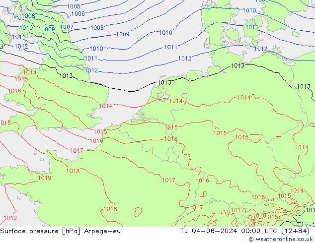 Yer basıncı Arpege-eu Sa 04.06.2024 00 UTC